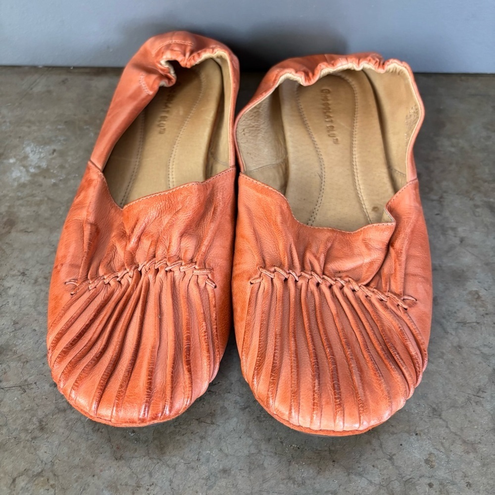 Chocolat‎ Blu Orange Leather Flats Size 9